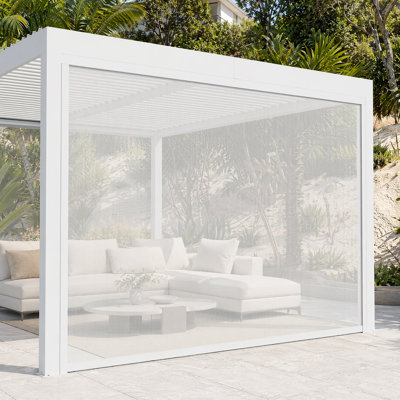 Aurora 10 FT. Universal Semi-Sheer Outdoor Roller Screen Shade, Patio Blind With Upgraded Texlene Fabric,UV Protection, Match To Louver Pergola