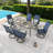 Outdoor 7-Piece Metal Patio Swivel Dining Set-1383027147