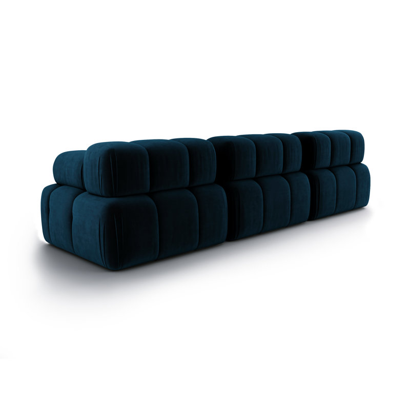 3 Seater Velvet Sectional, Navy Blue