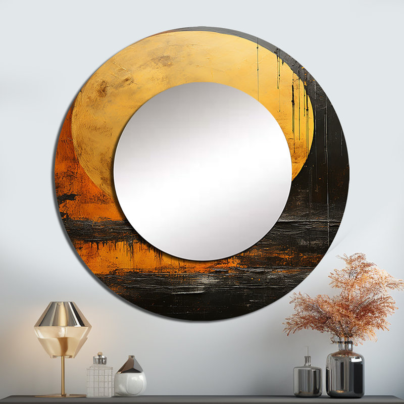 Sawtelle Luna Luna dans l'espace - notre système solaire unique, miroir rond, miroir rond, 29 po x 29 po
