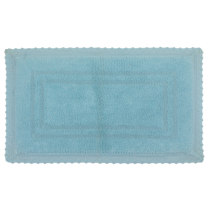 Opulent Absorbent Cotton Soft Bath Rug, 21" W x 34" L, Aqua