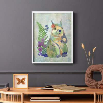 Fantastic Florals Squirrel Framed Print - Solid Wood
