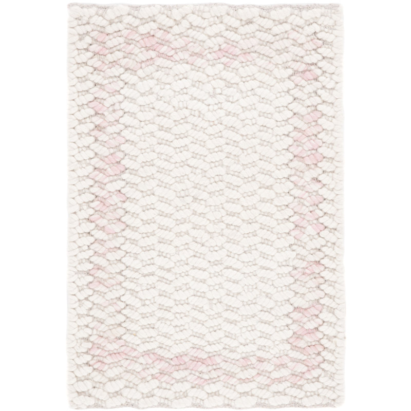 Natura Hand Loomed Wool/Cotton Rug in Pink/Ivory, Rectangle 6' x 9'