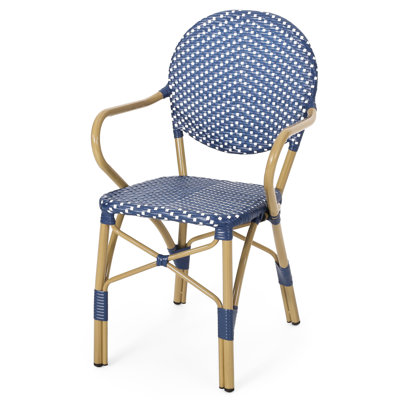 Chaise bistro française distinguée sarcelle avec 22,11 po de profondeur, 21,85 de largeur et 35,05 de hauteur pour les campagnes en plein air