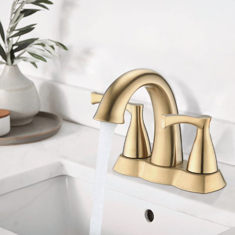 4 Inch Centerset Bathroom Sink Faucet With Pop Up Drain, Gold