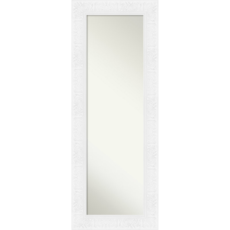 Luxe Non-Beveled Framed Full-Length On the Door Mirror, White
