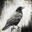 Corbeau d'oiseau - oiseau jaune imprimé avec passe-partout-690660043-690660045