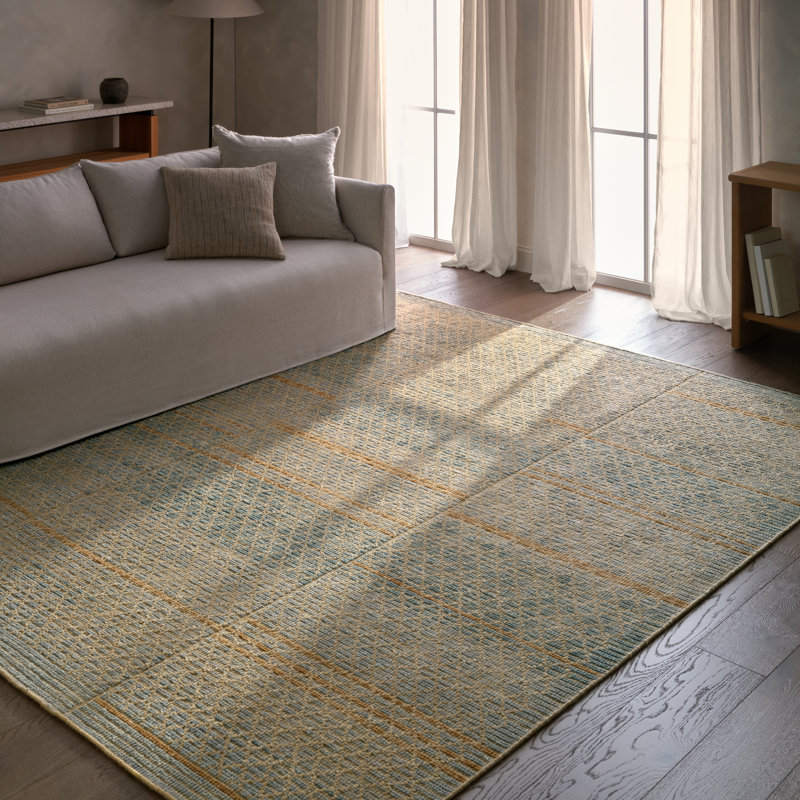 Jaipur Living Kylen BEZ08 Handknot Trellis Blue/Tan Area Rug (12'X15'), Rectangle 10' x 14'