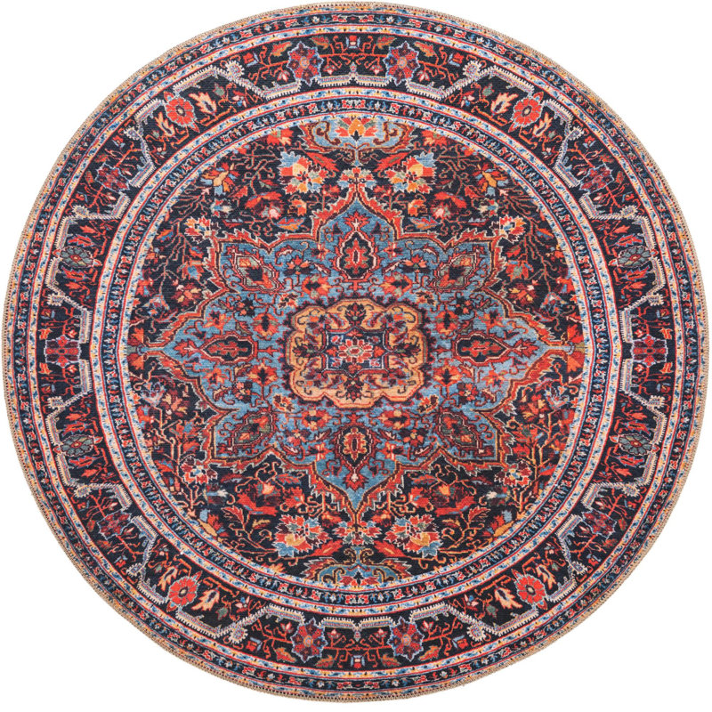 Gamero Chenille Geometric Indoor Rug, Round 5'