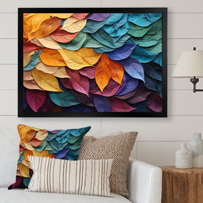 «Colorful Leaves Collage III - Leaves», reproduction sur toile encadrée