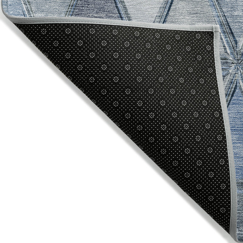 Tapis d'intérieur rond lavable géométrique bleu et bleu ciel HomeRoots 8 pi