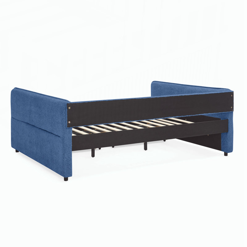 Lit de jour grand avec deux tiroirs, Bleu