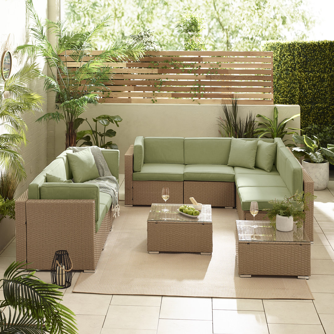 Miacomet Modular PE Rattan Garden Sofa Set and Table for Modern Gardens and Patios (Cover Included)