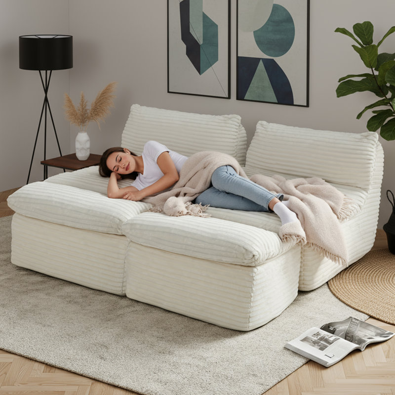 Canapé-lit rembourré 31,5 po sans assemblage requis, Beige