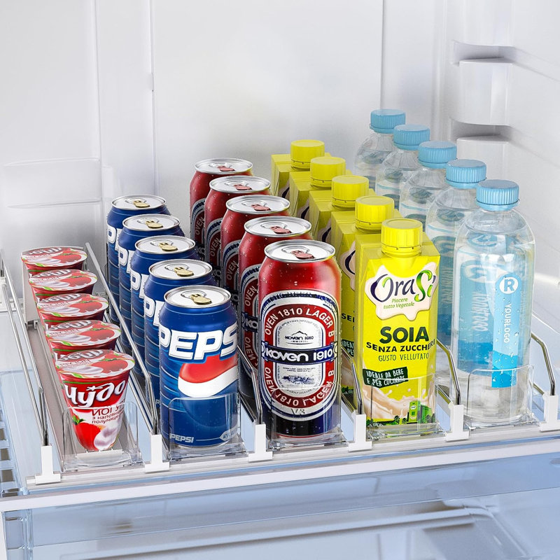 Rangement à boissons avec glissière à glissière à 5 rangées, Blanc