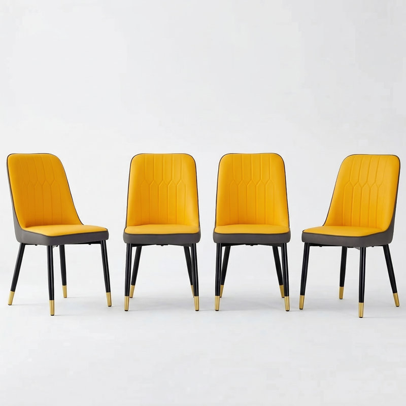 Shantai Unfinished Tufted Upholstered Back Side Chair, Orange/Dark Gray