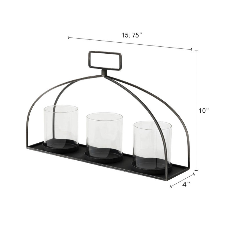 Black Arched tabletop metal candle holer