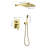 Brushed Gold Shower Faucet With 10 Inches Rain Head And Handheld, Wall Mounted High Dual System Trim For Bathroom Handheld , Valve