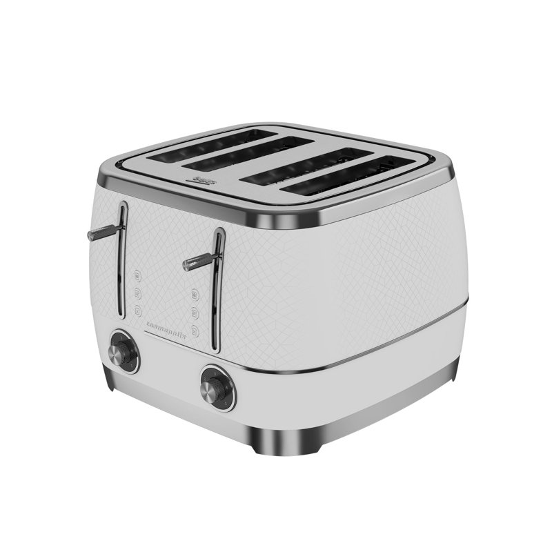 Beko Grey Cosmopolis 4 Slot Toaster, White/Chrome