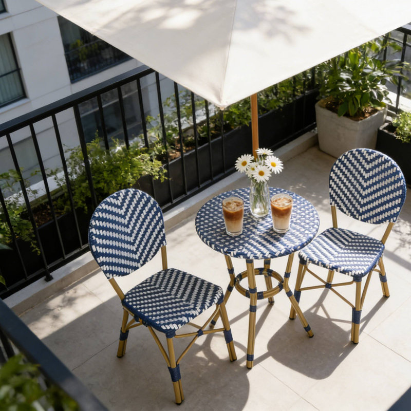 Outdoor 3-Piece french Set Great For Balcony Evening Relaxation & Patio Comfortable Dining