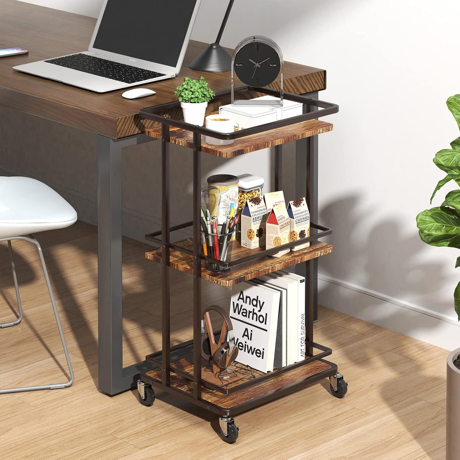 17 Stories Cart With Wheels, Multifunction Utility Cart Storage Rack ...