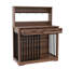 Meuble pour cage 38 po avec 2 tiroirs de rangement - table d'appoint robuste pour cage de chien, chenil à porte coulissante, maisonnette d'intérieur avec tablette, brun