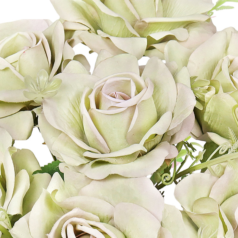 Bouquet de tiges de roses artificielles gardénia, Beige / vert