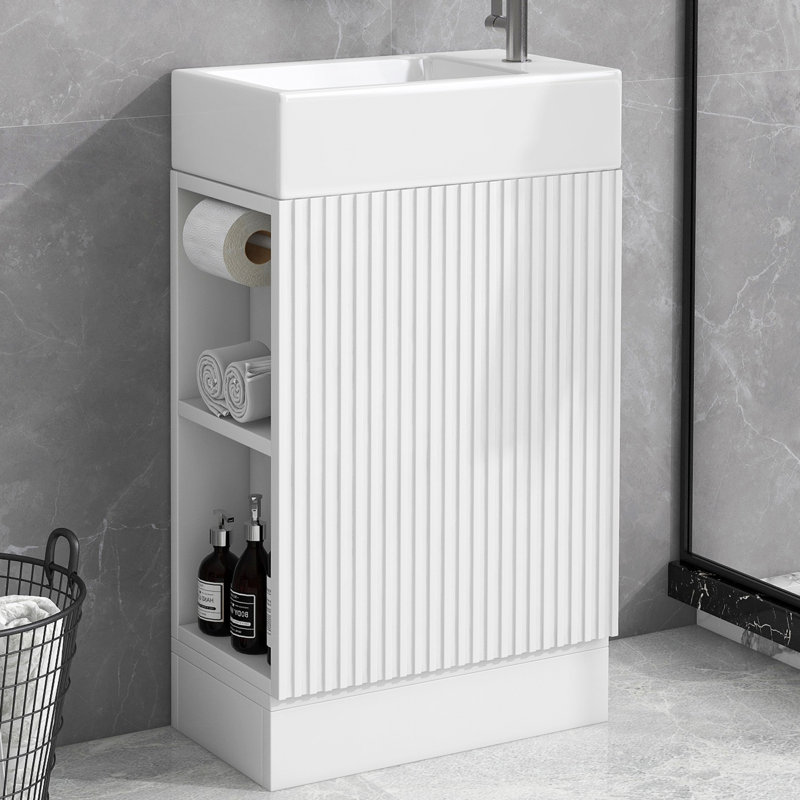 Ensemble de meuble-lavabo simple autoportant avec plateau en céramique 10,6 po Bona