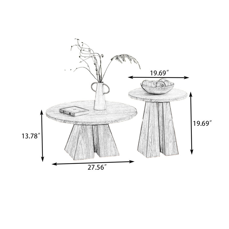 Ensembles de tables basses rondes en pierre