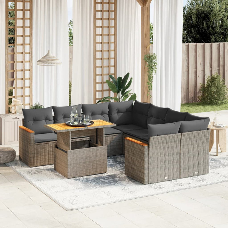 Ensemble de canapé de jardin Vidaxl gris