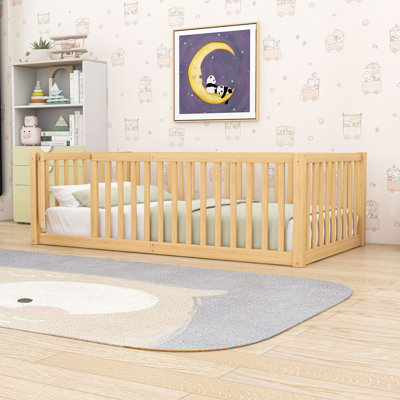 Floor Bed with Detachable Door and Safety Guardrails