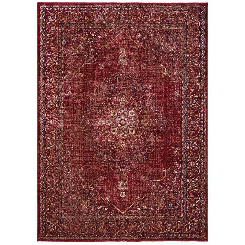 Tapis rouge en coton Hudson Oaks, Rectangle 2 pi 7 po x 13 pi 1 po