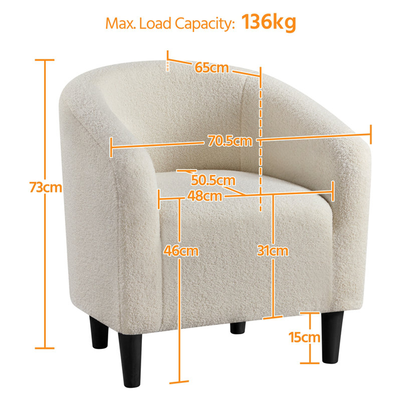 Upholstered Boucle Club Chair, Beige