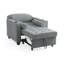 Canapé-lit convertible gris en velours côtelé capitonné 3-en-1 avec canapé-lit multifonctionnel avec 2 coussins moelleux, prise USB et porte-gobelet-1775601469