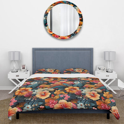 Multicolor Tropical Fusion Floral Pattern III Duvet Cover Set