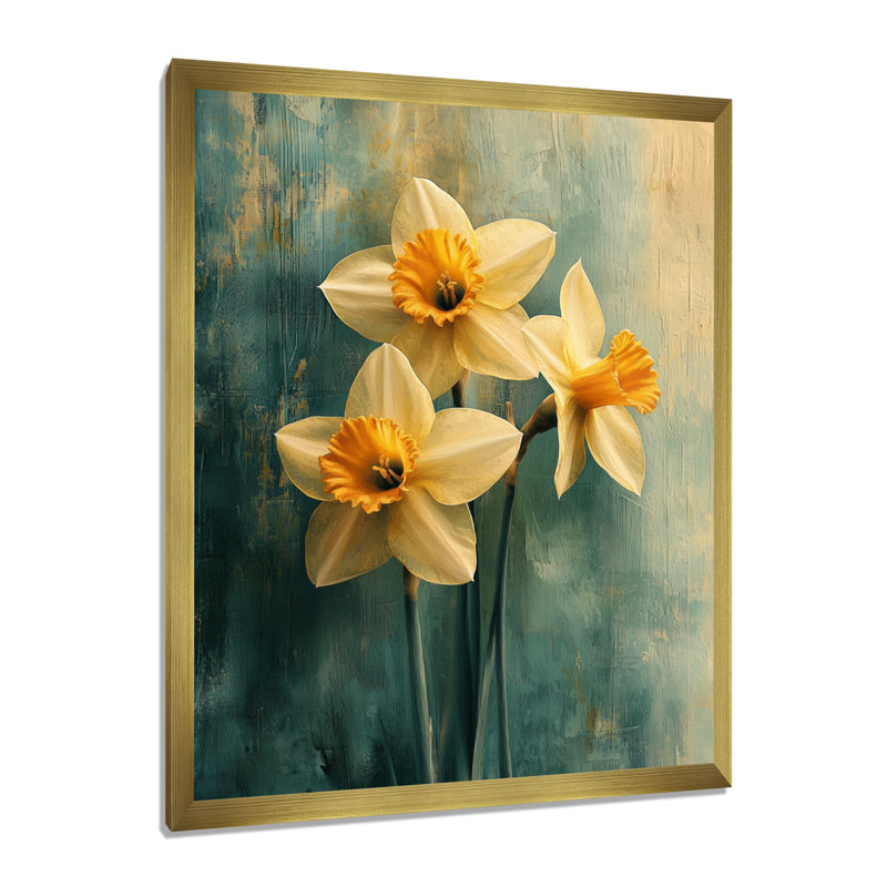 Hayton - décoration murale florale, H 44 po x l 34 po, Picture Framed, Doré