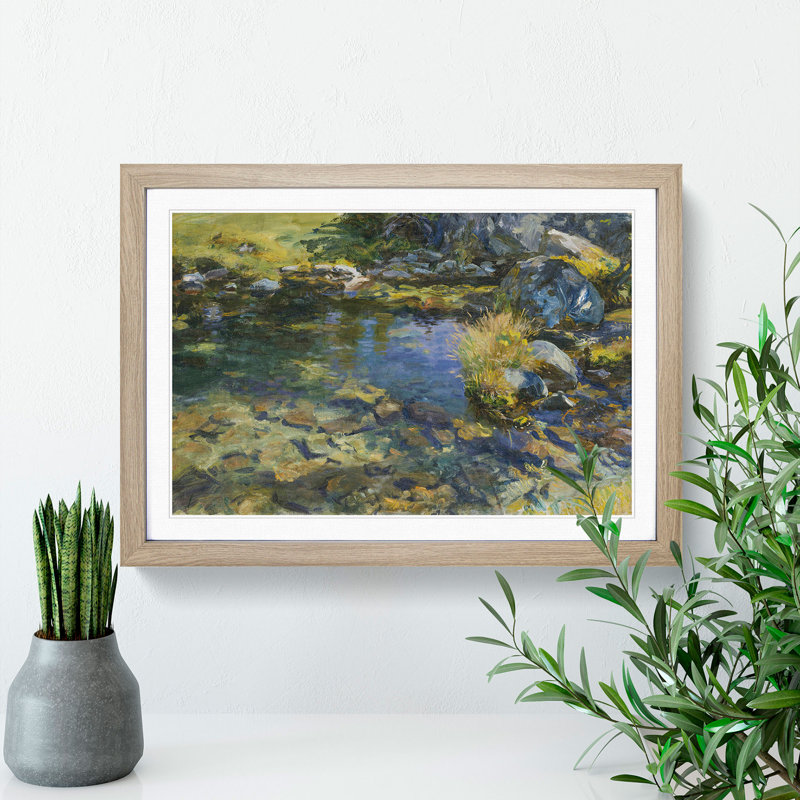 Alpine Pool by John Singer Sargent - Picture Frame Graphic Art, 27cm H x 36cm W x 2cm D, Oak Framed