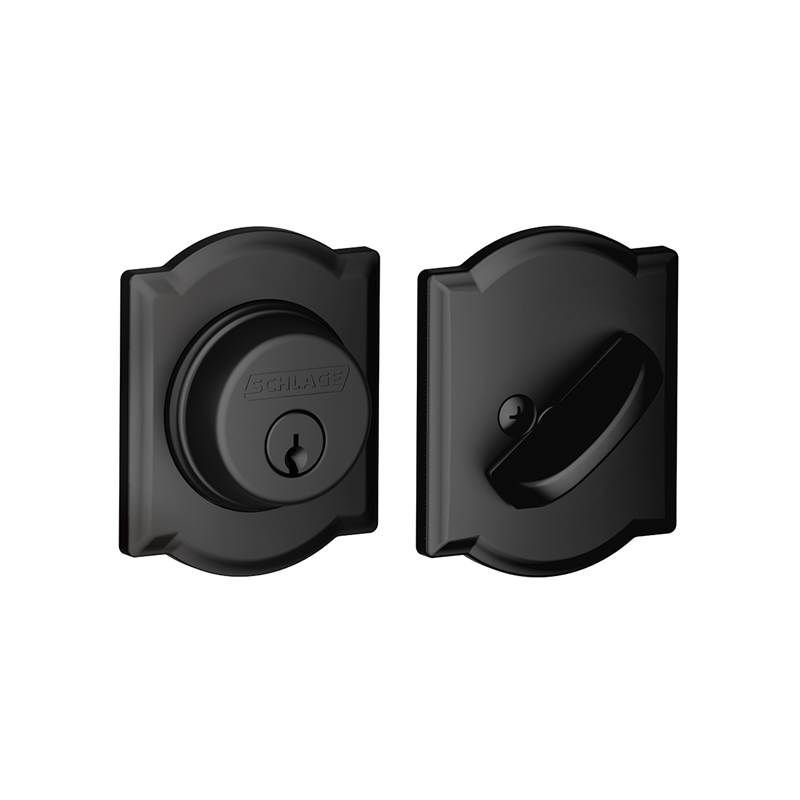 Single Cylinder Deadbolt with Camelot Trim, Matte Black