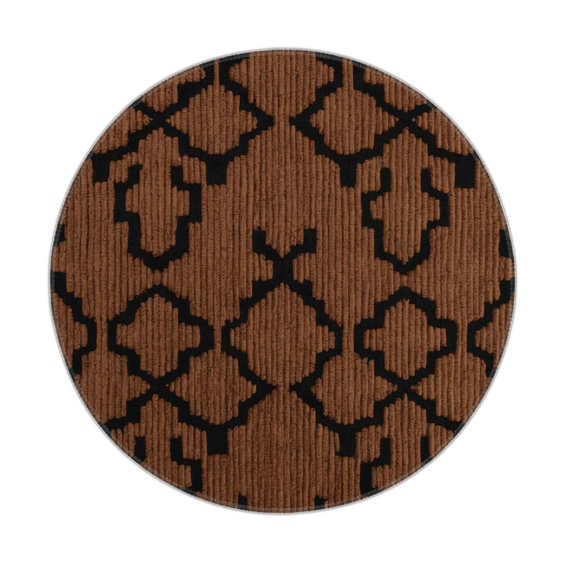 Tapis brun intérieur et extérieur Trellis, Rond 5 pi