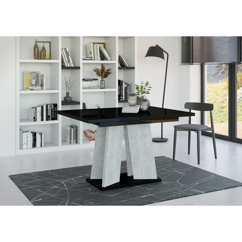 Extendable Dining Table Alekzander, Black/Light Grey