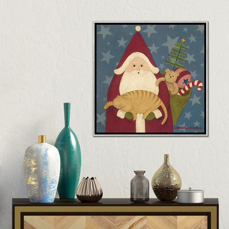 Père Noël - reproduction d'art murale - toile encadrée, H 18 po x l 18 po, Impression encadrée sans passe-partout
