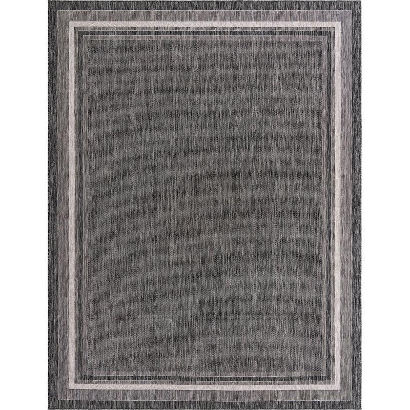 Tapis intérieur / extérieur Sevinc, Rectangle 10 pi x 13 pi, Black