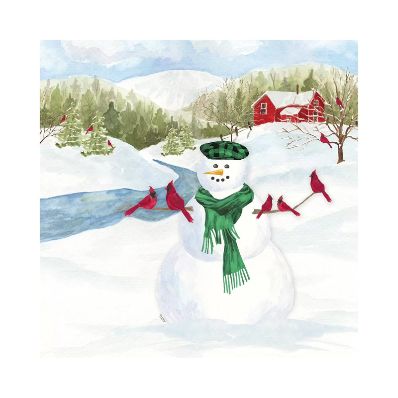 Snowman Christmas II 1 Piece Wrapped Canvas Painting