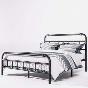 ROIL 14 Inch Queen Size Bed Frame with Mattress Slide Stopper - Double  Black Basic Anti Squeak