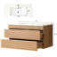 Meuble-lavabo simple de 36 po Keeso, fixé au mur et flottant, lavabo en céramique, entièrement assemblé, noyer naturel, contreplaqué pour plus de fiabilité