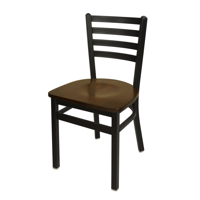 Lima 17.25'' H Metal Dining Chair, Sand Black, Walnut/Black
