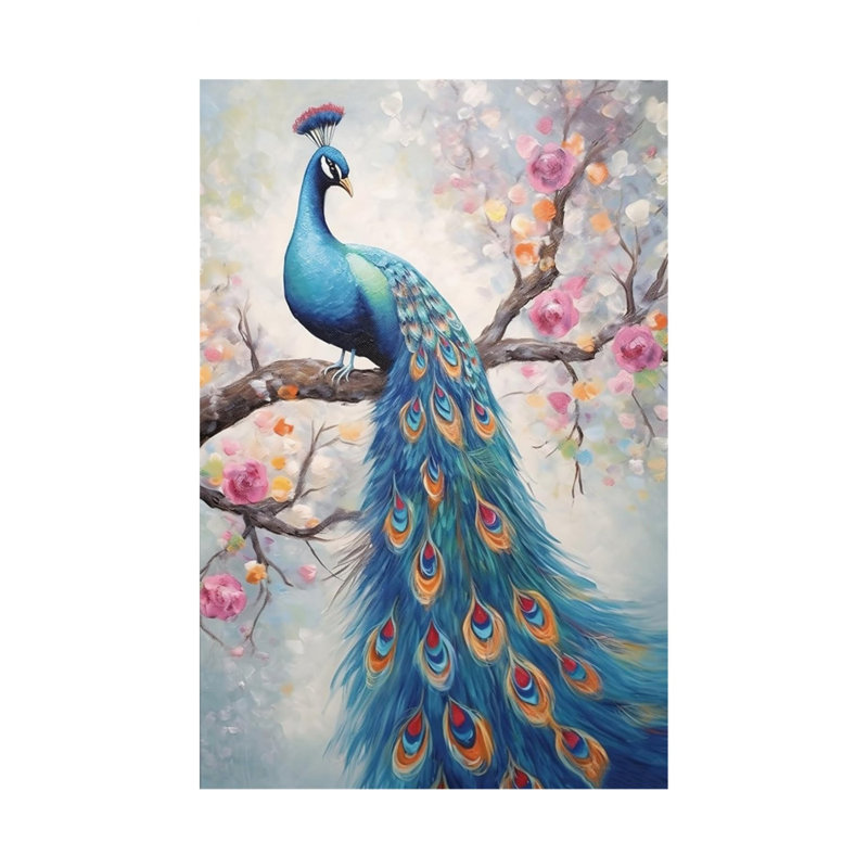 Art mural 24 "x 36" paon sur une branche de fleur