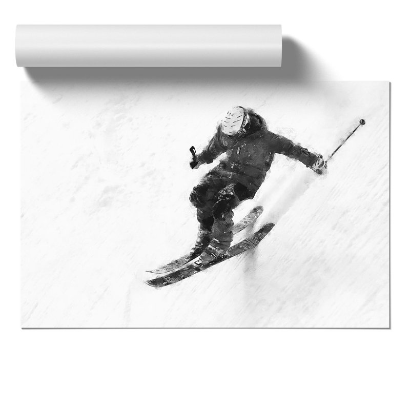Skiing Painting - Frameless Print, 30cm H x 42cm W x 0.1cm D