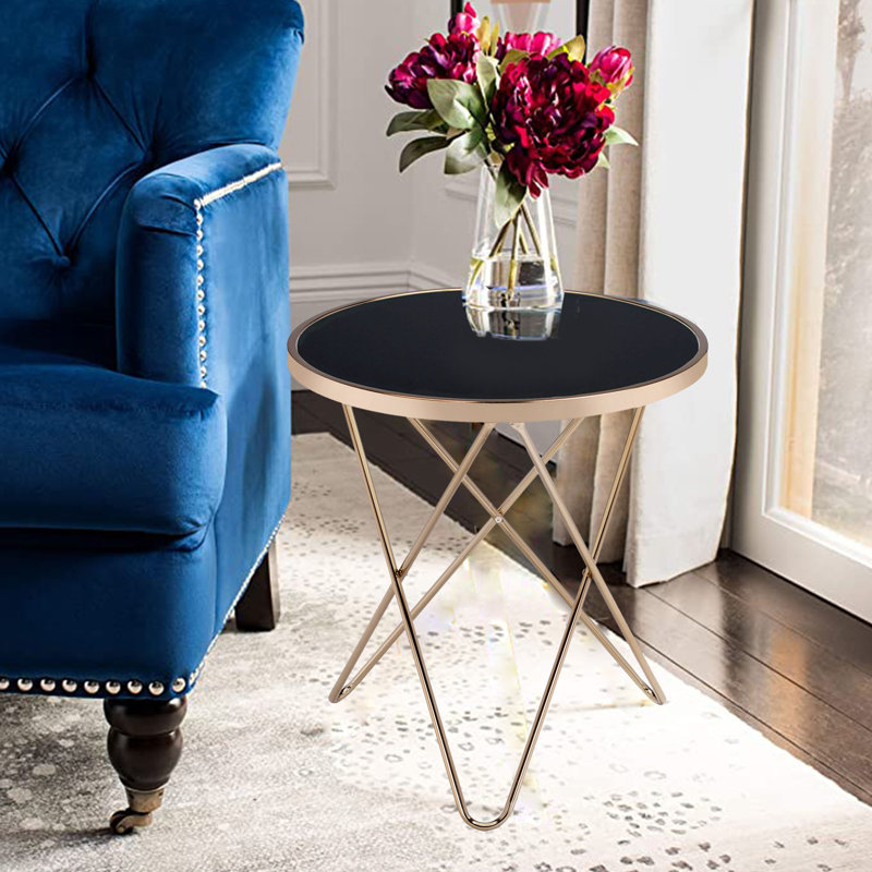 Huckell Glass Top End Table, Black