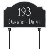 Double Sided Lawn Vanderbilt Two Line Address Sign Plaque with Stakes